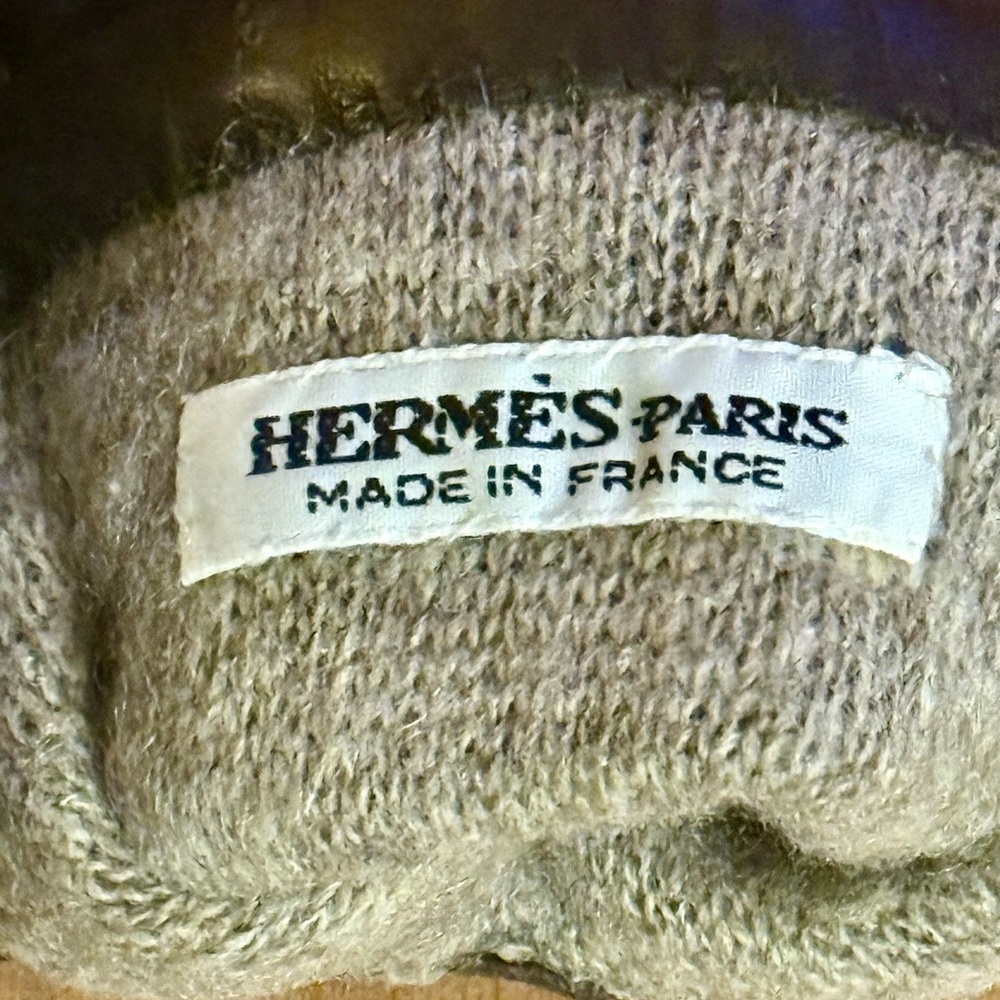 HERMES Authentic Lamb Leather Sellier Button Logo Gloves Sz 6.5 Small - Picture 5 of 9